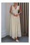 Floral Embossed V-Neck Dress - 3