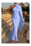 One-Shoulder Shawl Detailed Satin Dress E.H Collection - 3