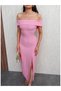Rochie decoltată roz - 3