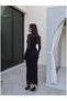 Lined Lace Detail Mock Neck Dress - 4