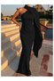 One-Shoulder Shawl Detailed Satin Dress E.H Collection - 3