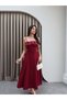 Thin Strap Chest Pearl Embroidered Dress - 4