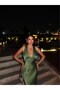 Double-Breasted Collar Satin Dress E.H Collection - 2