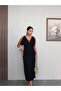 V-Neck Shoulder Buckle Detailed Midi Dress - 2