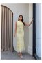 Zero Sleeve Floral Embroidered Long Dress