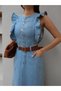Belted Ruffle Detail Denim Dress - 3