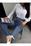 Wide Leg Jeans with Cross Waist Detail