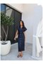 Ruched Waist Long Denim Dress - 4