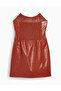 Rochie scurta, caramiziu - 4