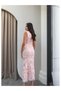 Zero Sleeve Floral Embroidered Long Dress - 5