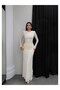 Lace Padded Shoulders Long Dress - 4