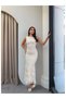 Zero Sleeve Floral Embroidered Long Dress - 4