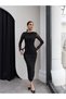 Varaklı Sleeve Sheer Midi Dress