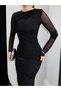 Varaklı Sleeve Sheer Midi Dress - 3
