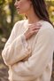 Women's Crew Neck Lace Wide Sleeve Soft Beard Sweater - 2