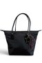 Women's Black Decorated Star Charm Detailed Zippered Large Shopper Double Strap Hand and Shoulder Bag - 5
