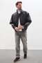 Zippered Polo Collar Casual Faux Leather Coat - 3
