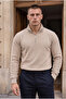 Lars Selanik Knitted Fabric Half Zipper Men's Sweatshirt - Gravel