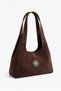 Brown Bee Model Brown Suede Women's Shoulder Bag - Women's Suede Waterproof Shoulder Bag
