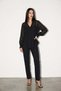 Black collar sleeve and button detailed transparent blouse - 2