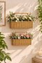 Car 6034 Hanging Rectangular Rattan Basket in 2 Sizes - 2-Piece Rattan Flower Pot - 4