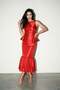 Red Skirted Hem Voluminous Sleeveless Blouse - 3