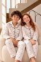 Long Sleeve Shirt Collar Women's Pinterest Pajama Set - Transitional Women's Owl Patterned Pajamas - 2