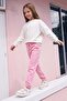 3 Thread Heart Embroidered Girls' Sweatpants with Elastic Waist