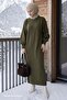 Mina Balloon Sleeve Knitwear Dress - Khaki