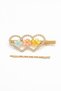 Stoned Floral Heart Clasp Buckle 2 Pieces