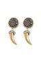 Shiny Stone Horn Earrings - 6