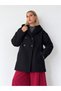 Urban Retro Hooded Oversize Textured Winter Jacket Coat Women's Charcoal Color - 7