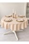 Aura Liquid-Proof Wrinkle-Free Round Tablecloth Beige - 4