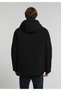 Thick Multi-Pocket Waterproof Zippered Regular Fit Hooded Zippered Lined Men's Black Coat - 2