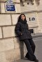 Black stand collar goose down coat