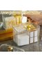 3-Section Clear Cotton Swab and Pad Dispenser with Dustproof Lid,Multi-Compartment Makeup and Cosmetic Storage Organizer for Bathroom Countertop - 5