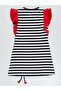 Uğurlu Girl's Striped Ruffled Summer Combed Cotton Dress - 4