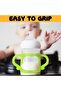 2 Pcs Silicone Baby Bottles Handle,Wide Neck Universal Fit Holders for Self Feeding,Green - 6