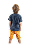 Striped Sailor Dino Boys Summer T-Shirt Capri Shorts Set - 2