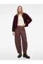 Buttoned Regular Waist Balloon Fit Barrel Striped Trousers with Pockets