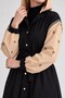 Black-Camel Hooded Trench Coat with Embroidered Sleeves - 5