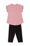 Ruffled Love Cat Pink Black Girl's Summer T-Shirt Tights Set - 4