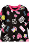 Girls' Winter Slogan Printed Black Long Sleeve Dress 4-10 Years - 5