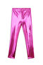 Girl's Metallic Shiny Dark Pink Leggings with Elastic Waistband 6-10 Years - 4