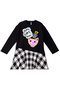 Girls' Winter Cat Patterned Black Asymmetrical Long Sleeve Dress 4-10 Years - 5