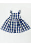 Navy Blue Star Cat Girl's Plaid Summer Sling Dress - 4