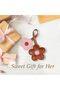 Brown & Pink Floral Bag Charm,Sunflower PU Keychain for Women,Flower Handbag and Backpack Accessory - 6