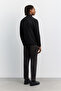 Men's Black Stand Collar Zippered Cardigan with Jacquard Knit Detail A62Y5055 - 5