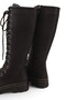 Women's Lace-Up Side Zipper Below-Knee Boots Thick-Soled Comfortable Boots Brown - 8