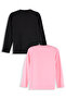 Girl's Cotton Black-Pink Long Sleeve 2-Pack T-Shirt 3-8 Years - 4
